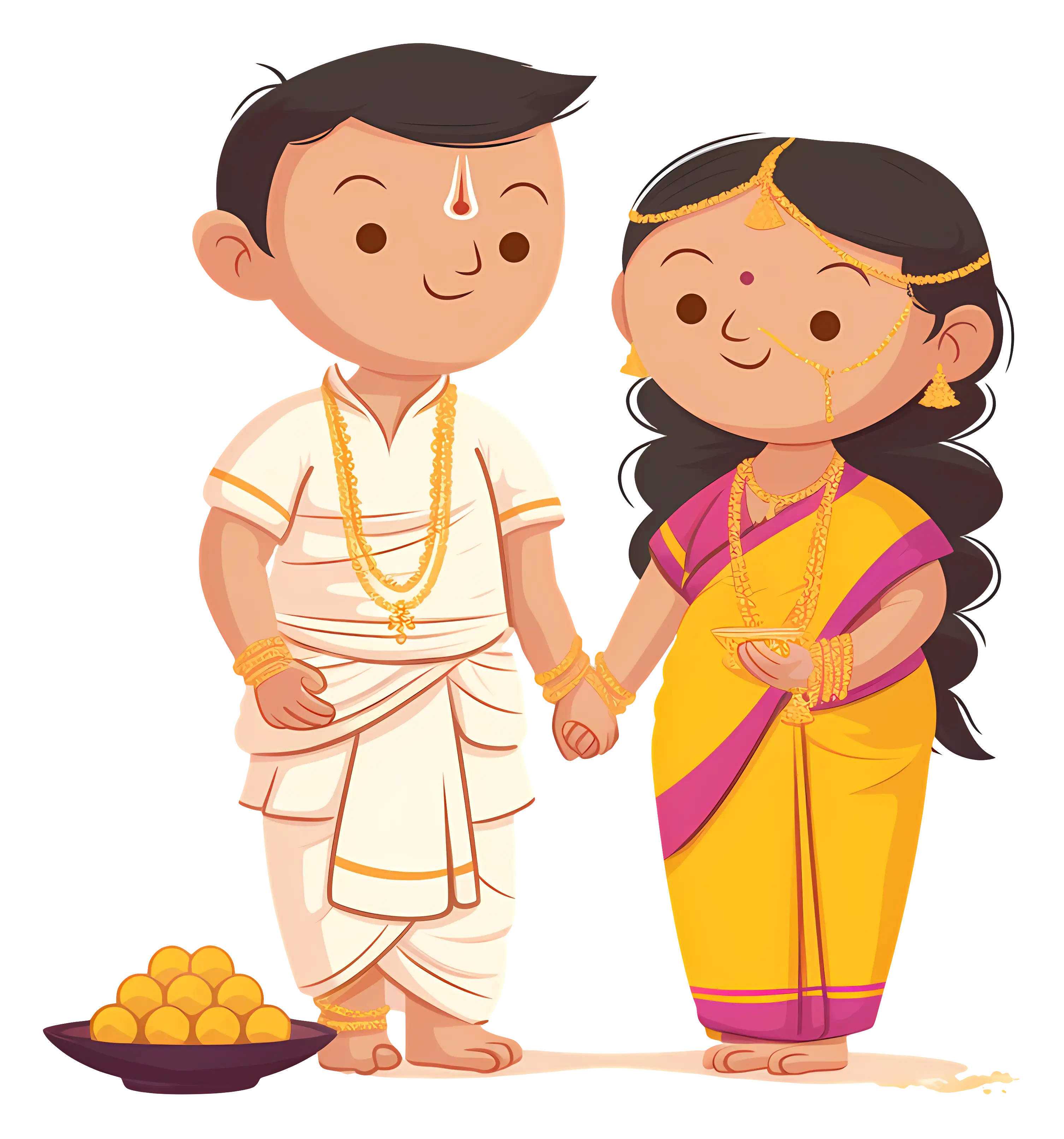 Couple in Traditional Dress Illustration
