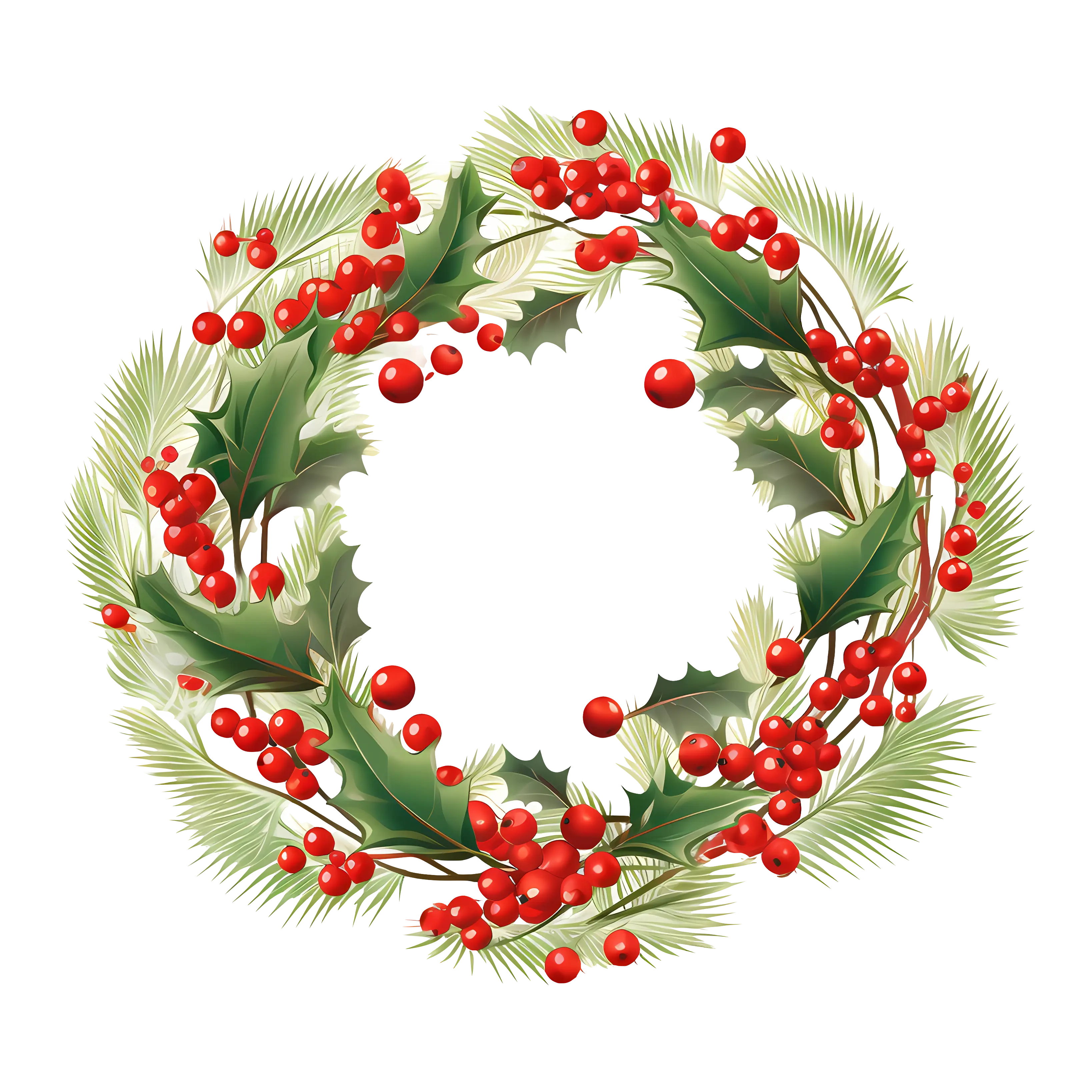 Festive Christmas Wreath with Red Berries