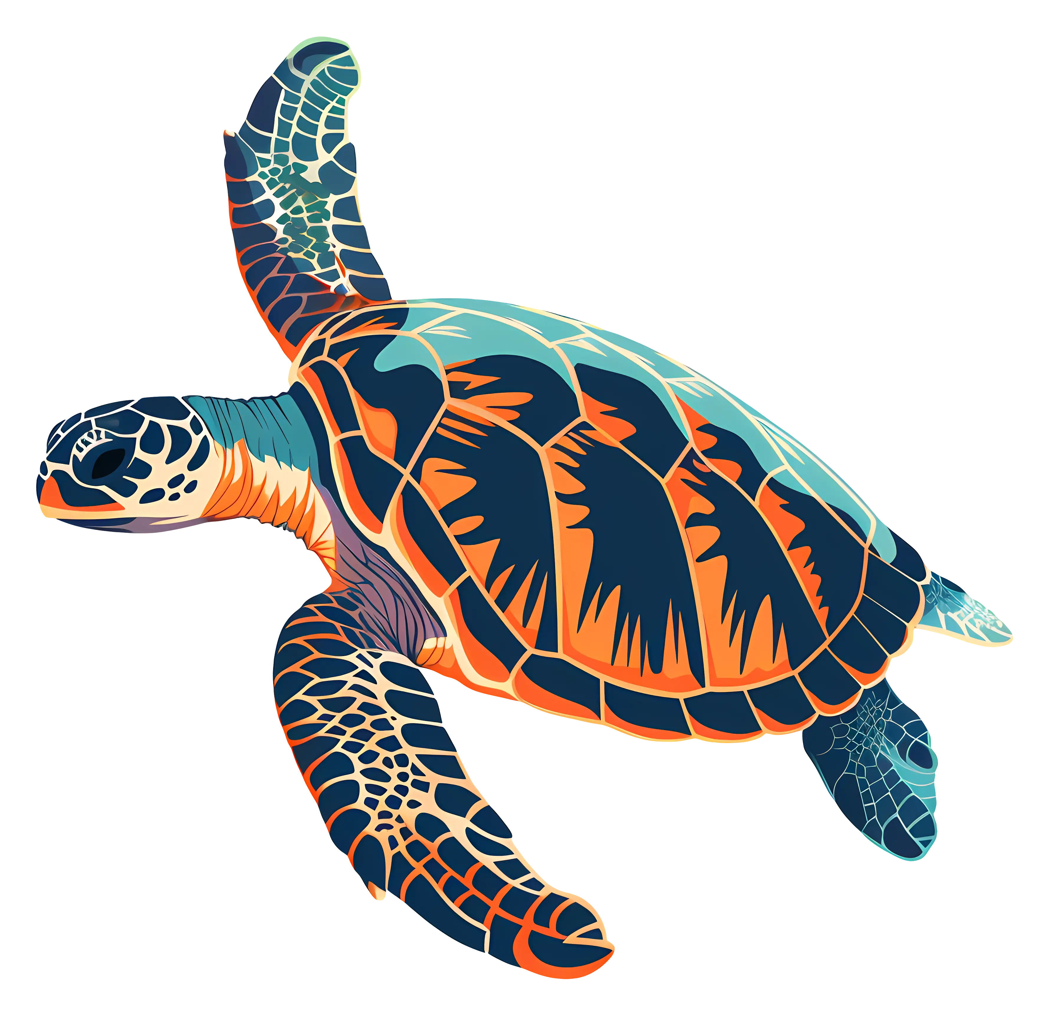 Colorful Sea Turtle in Vibrant Illustration