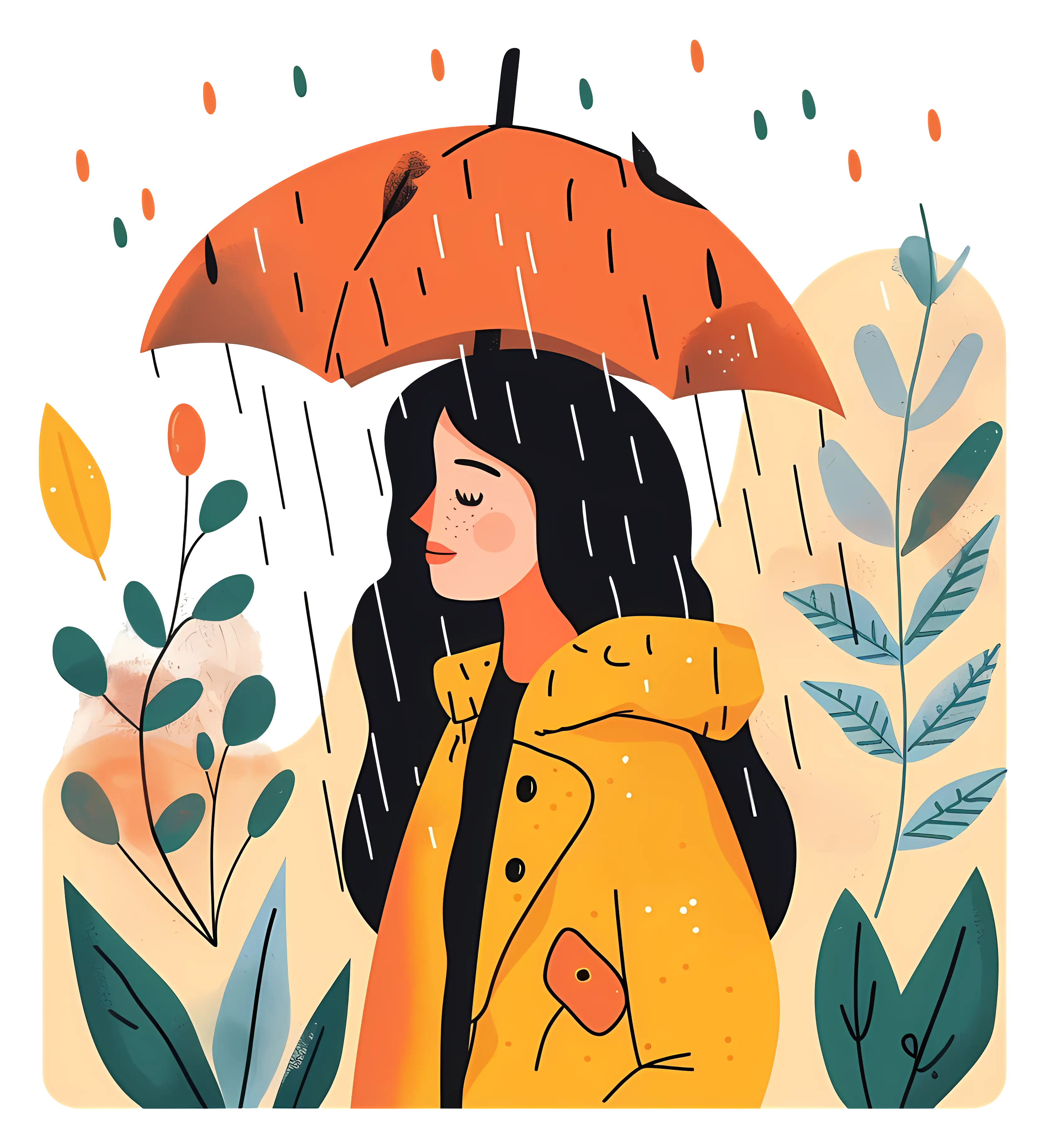Girl with umbrella in the rain