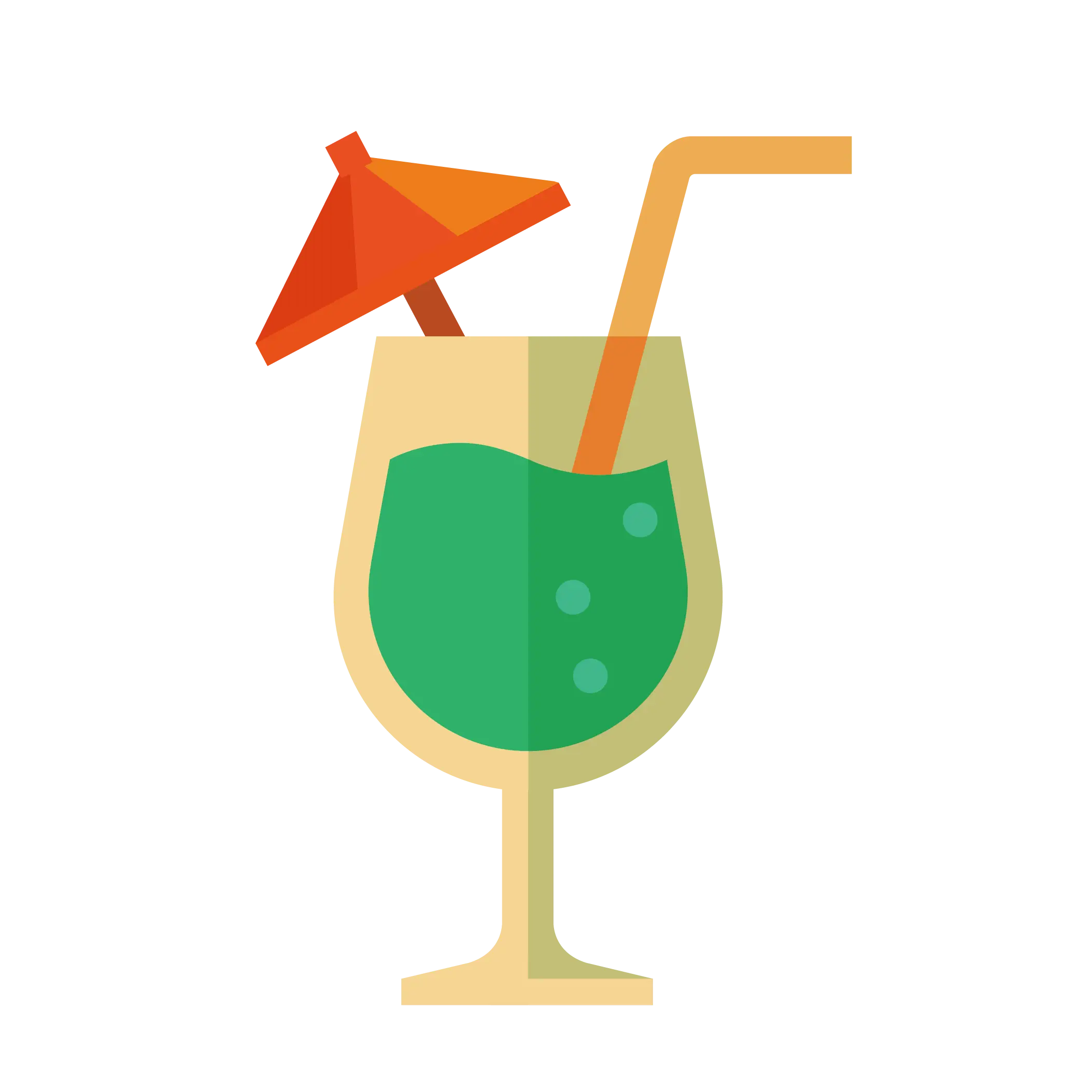 Refreshing Green Cocktail with Umbrella