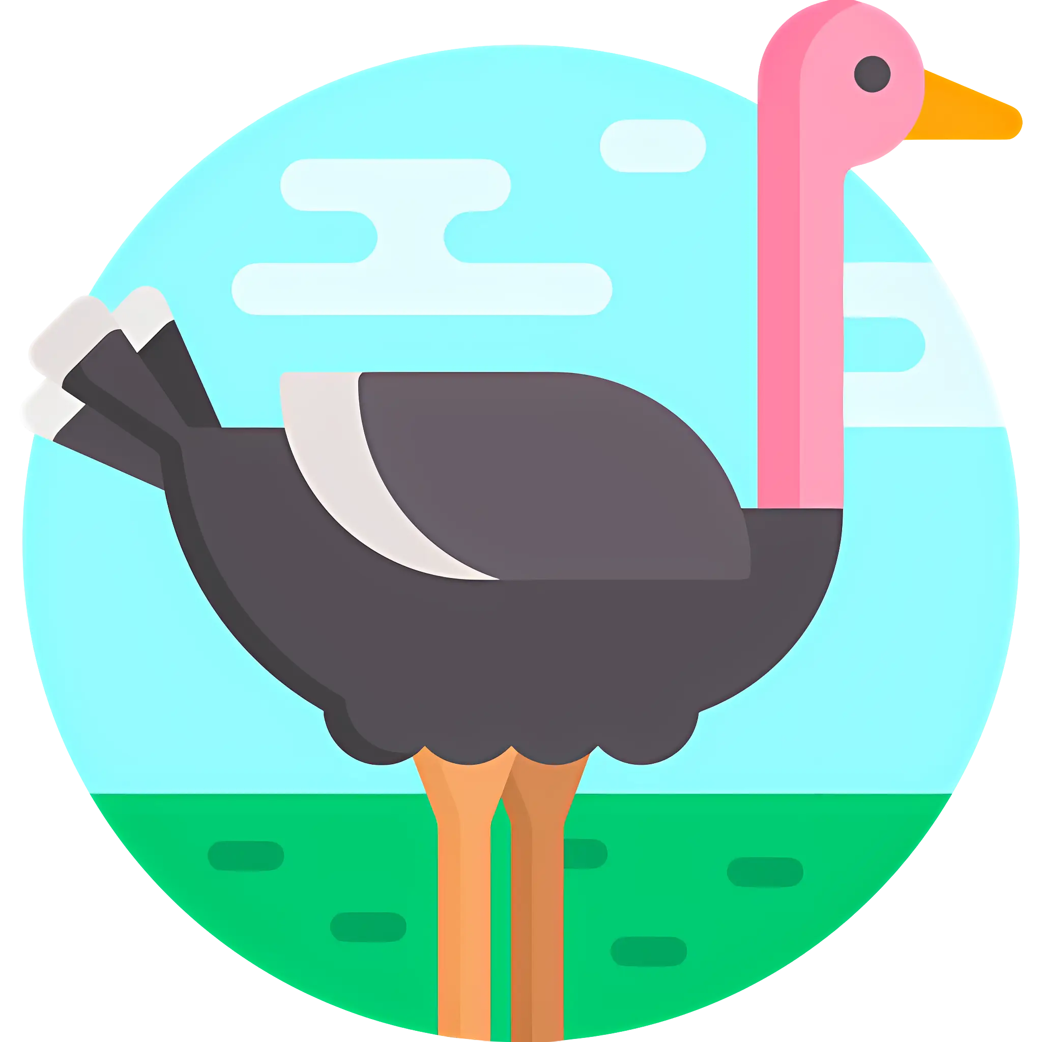 Cartoon Ostrich in Nature