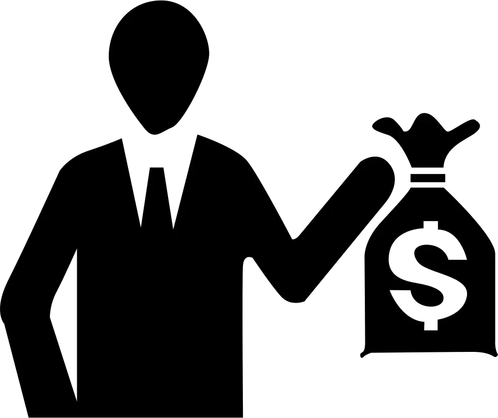 Silhouette Holding a Money Bag Icon