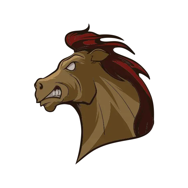 Fiery Angry Horse Head Illustration