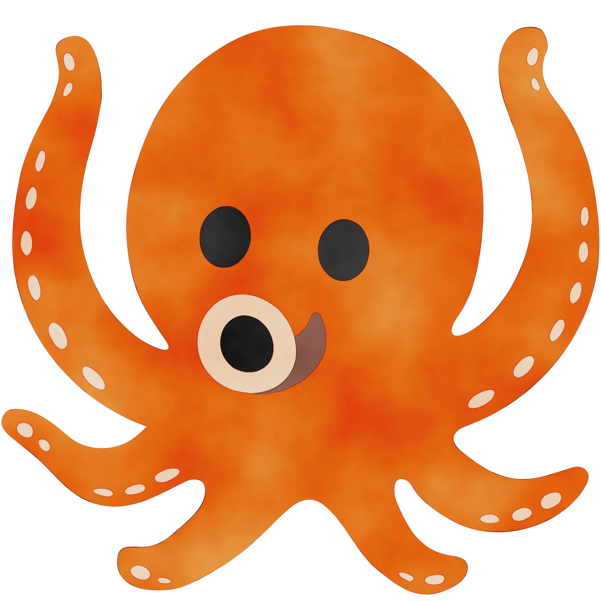 Cute Cartoon Orange Octopus Illustration