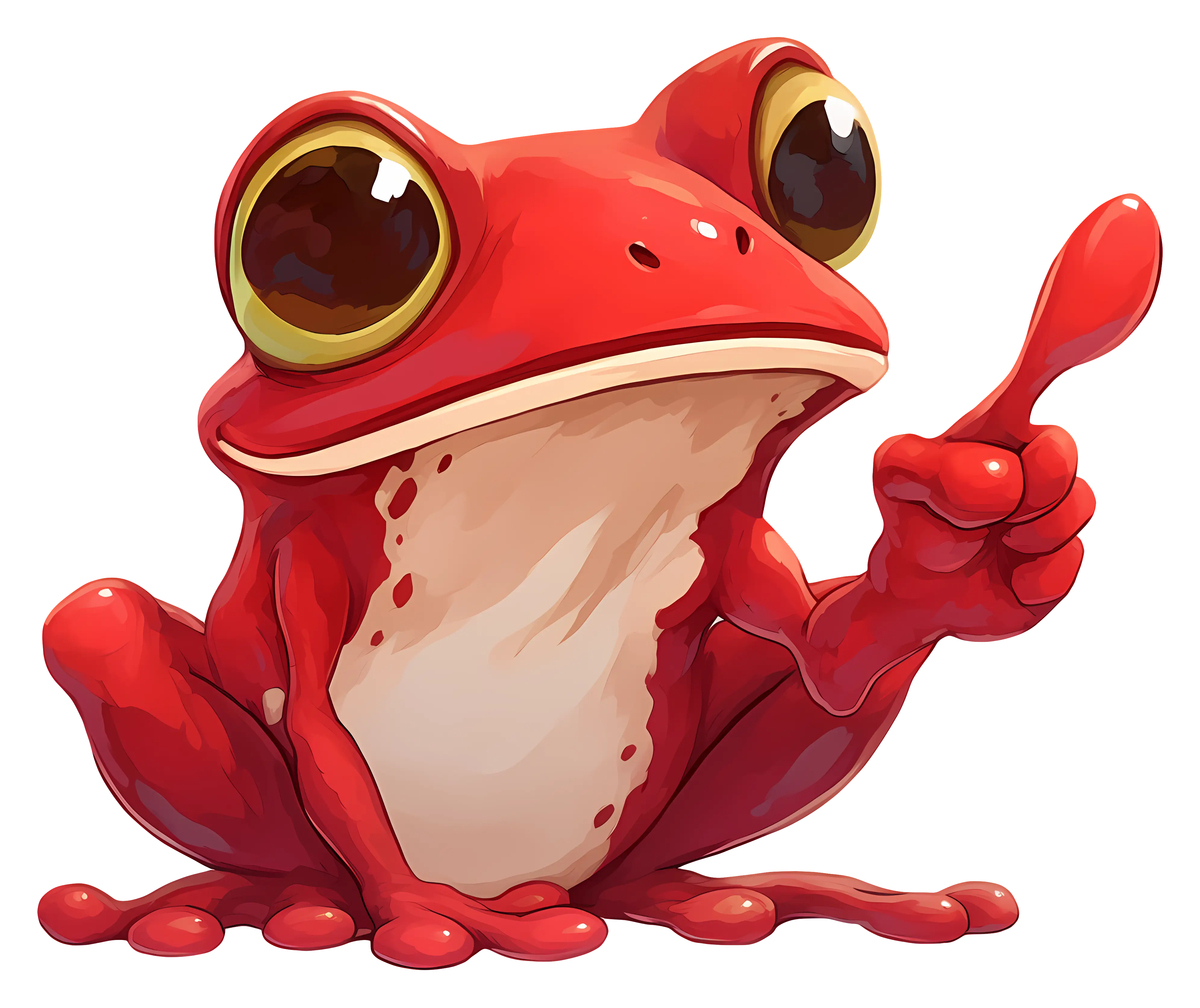 Red Cartoon Frog Pointing