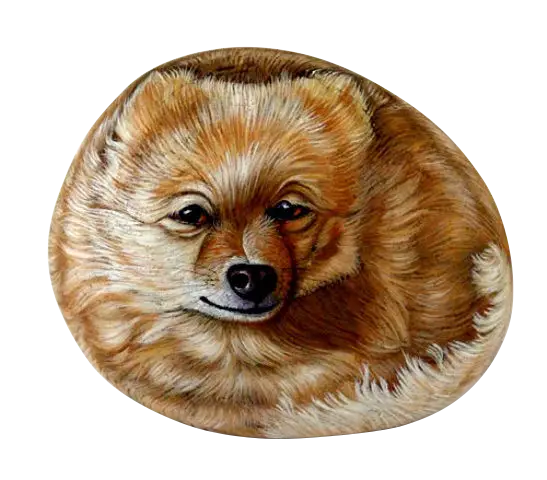 Cute Dog Painting on a Rock