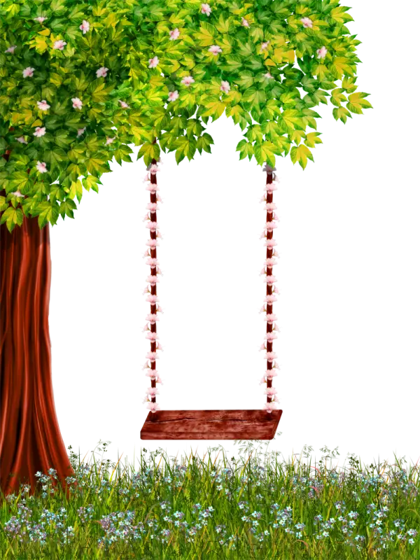 Tree with Swing in a Grass Field