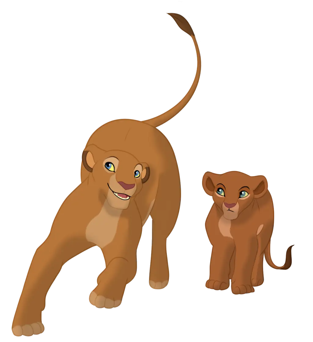 Cartoon Lioness and Cub