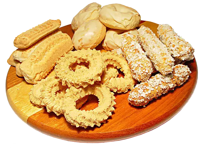 Assorted Cookies on Wooden Plate