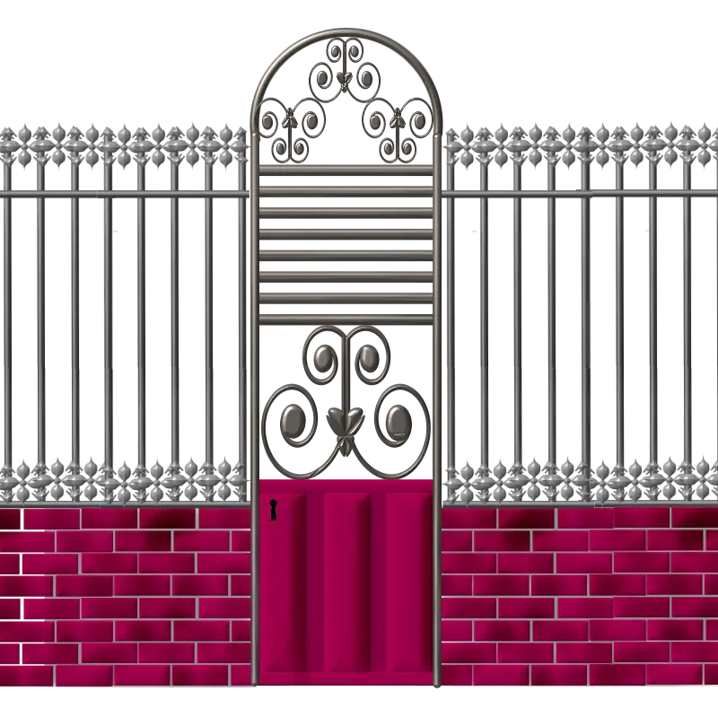Decorative Metal Gate with Brick Wall