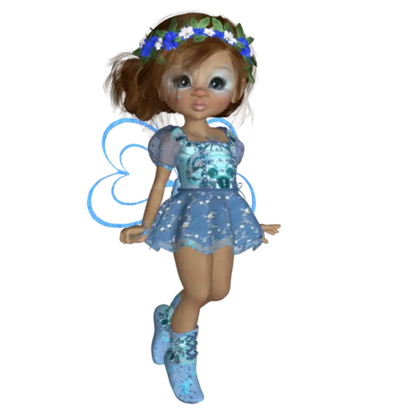 Cute Blue Fairy Doll with Flower Crown