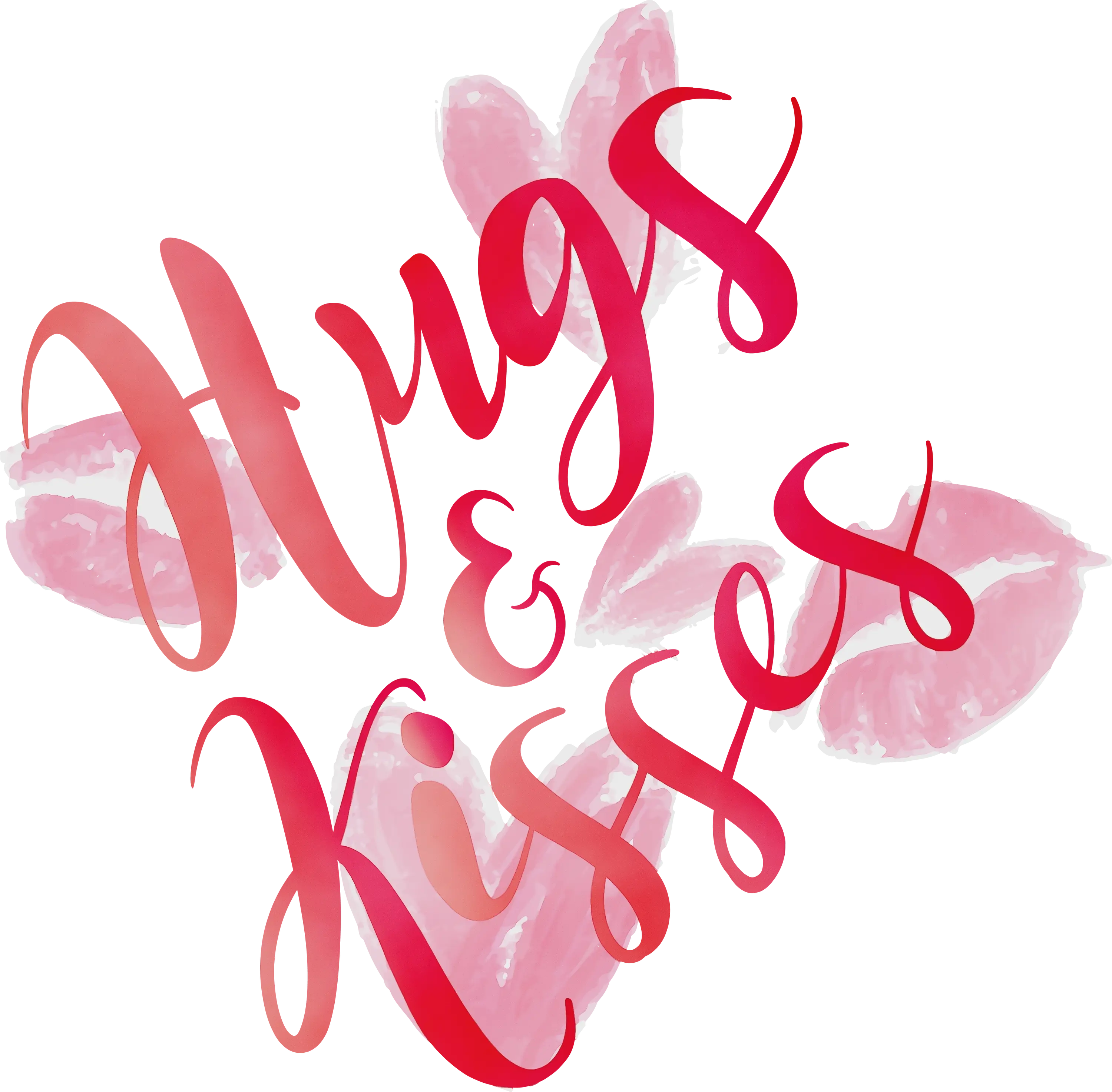 Hugs and Kisses Text with Decorative Font