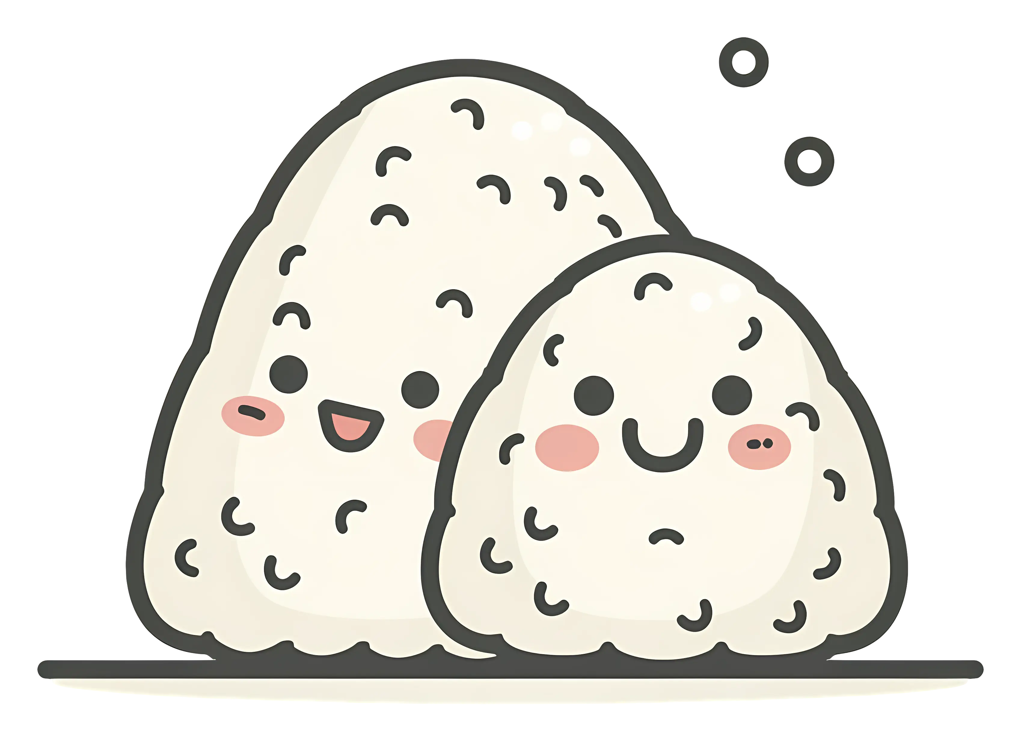 Kawaii Smiling Rice Balls Illustration