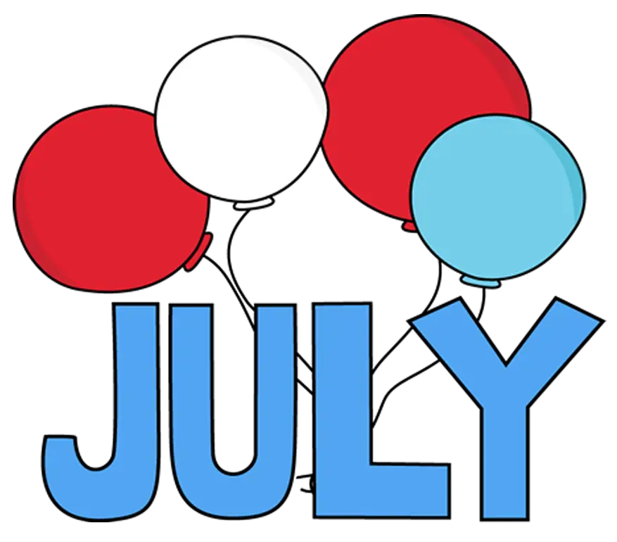 July with Balloons Illustration