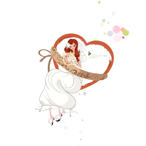 Wedding Couple in Heart Illustration