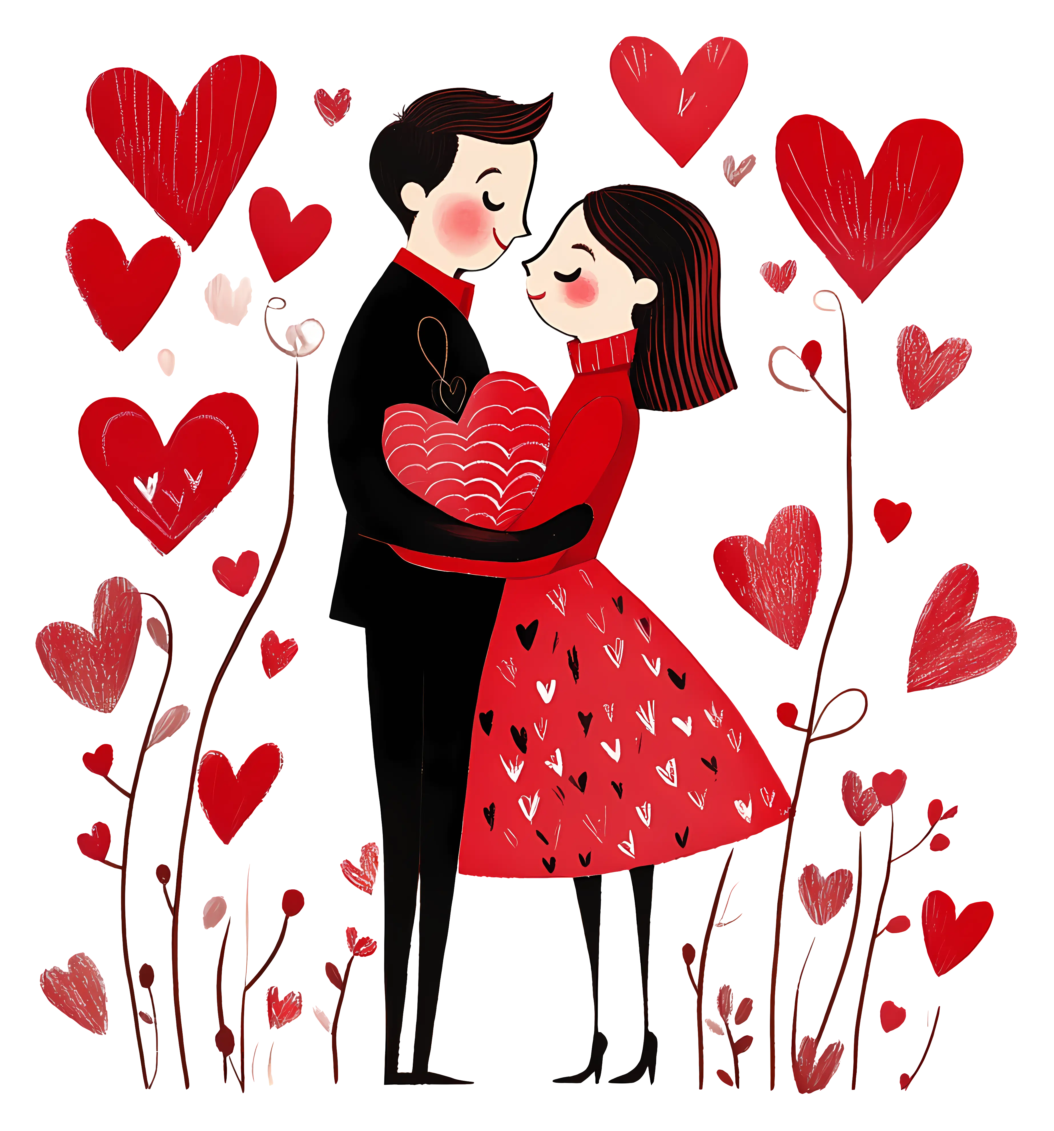 Romantic Couple with Heart Background