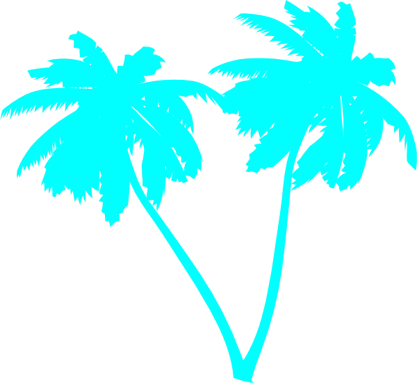 Blue Palm Trees Silhouette Icon