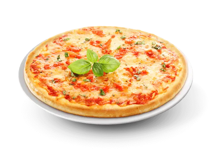 Margherita Pizza with Basil Garnish