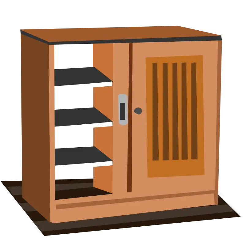 Wooden Cabinet with Shelves Illustration