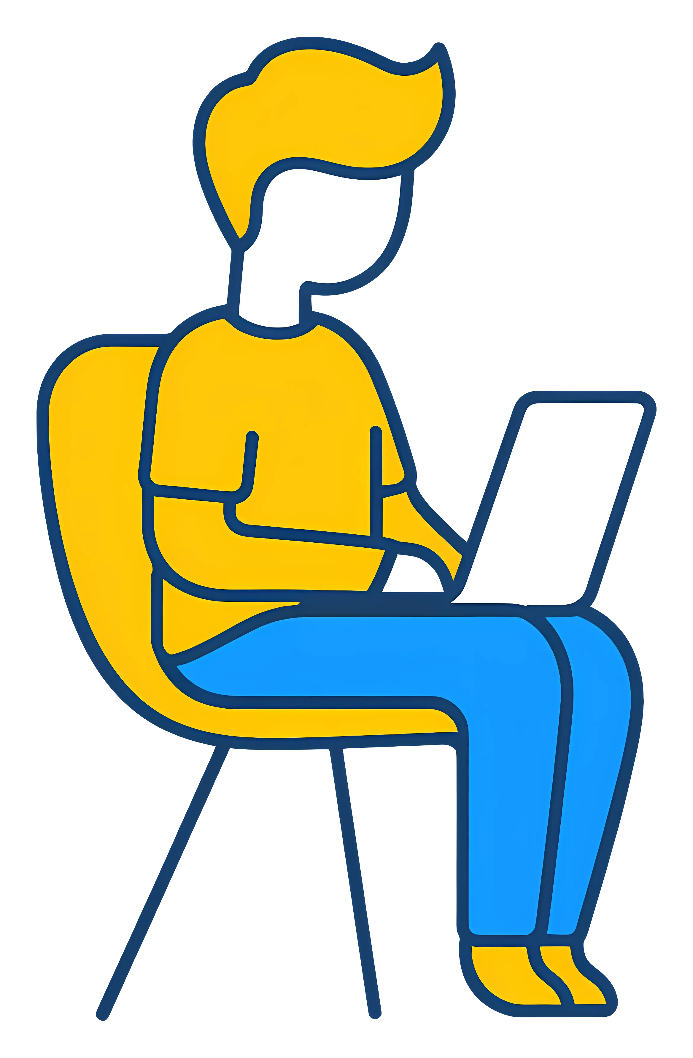 Person with Laptop in Yellow Shirt