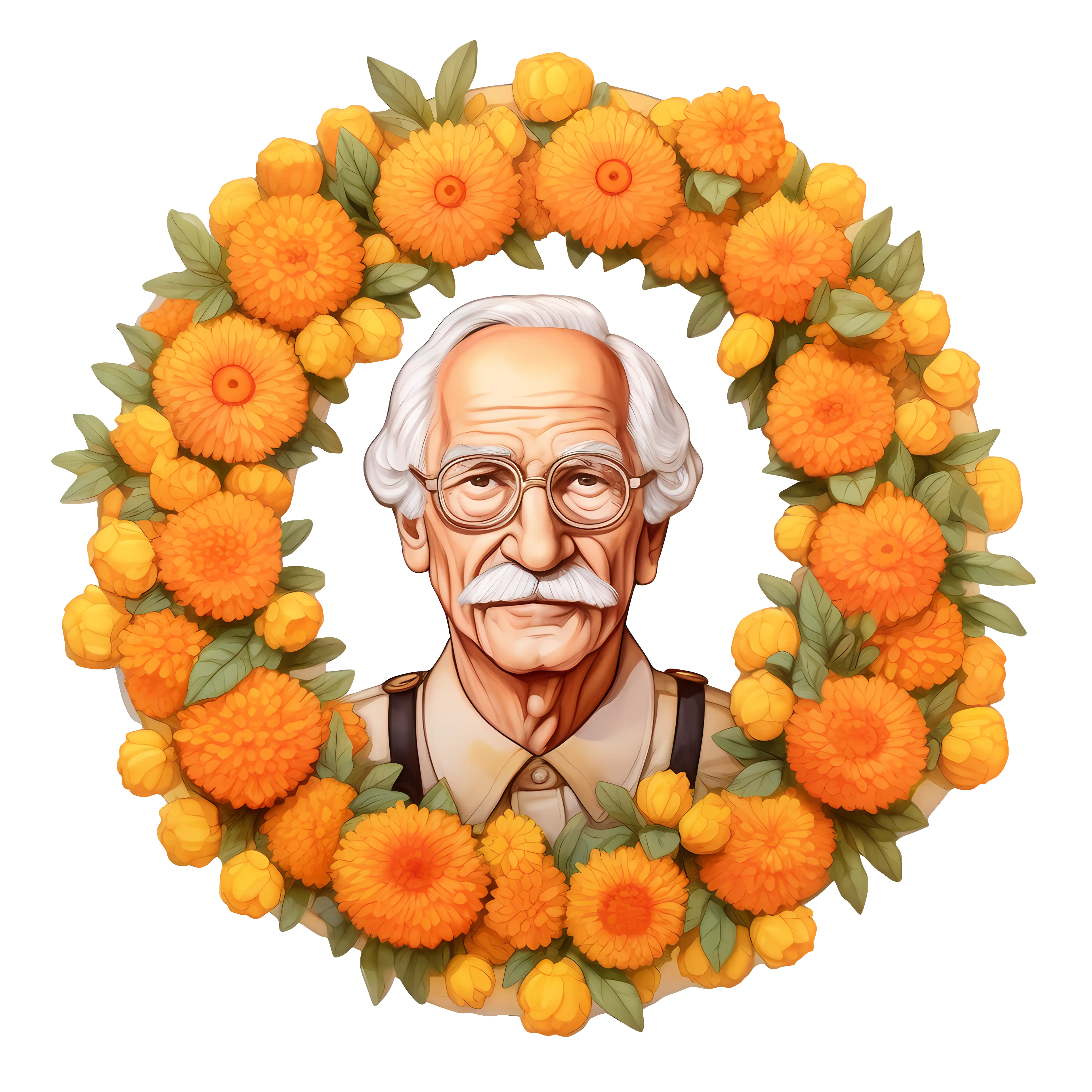 Memorial Wreath with Marigold Flowers