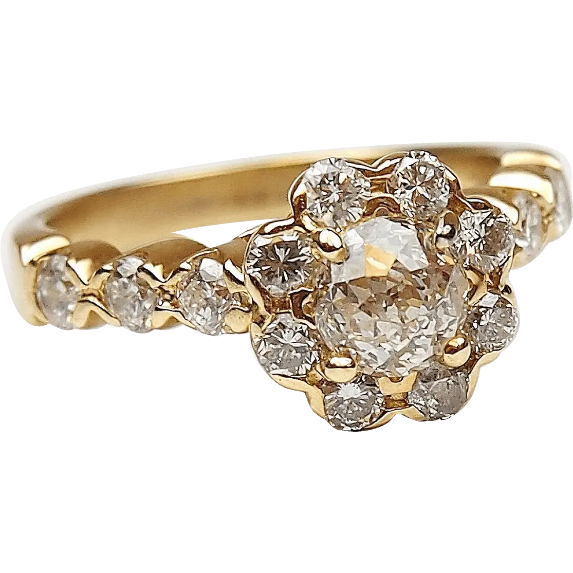 Golden Diamond Ring with Elegant Design