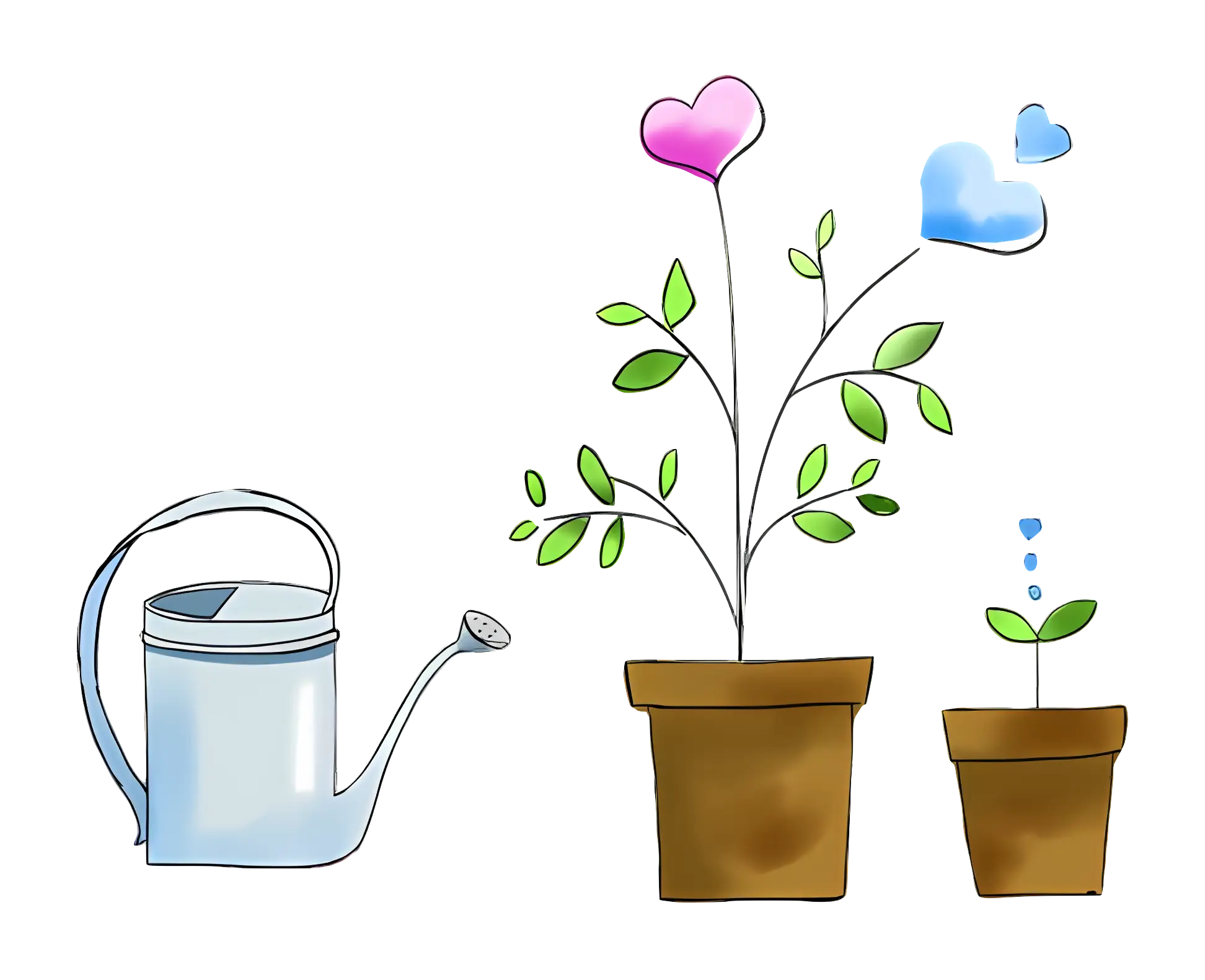 Growing Plants with Watering Can