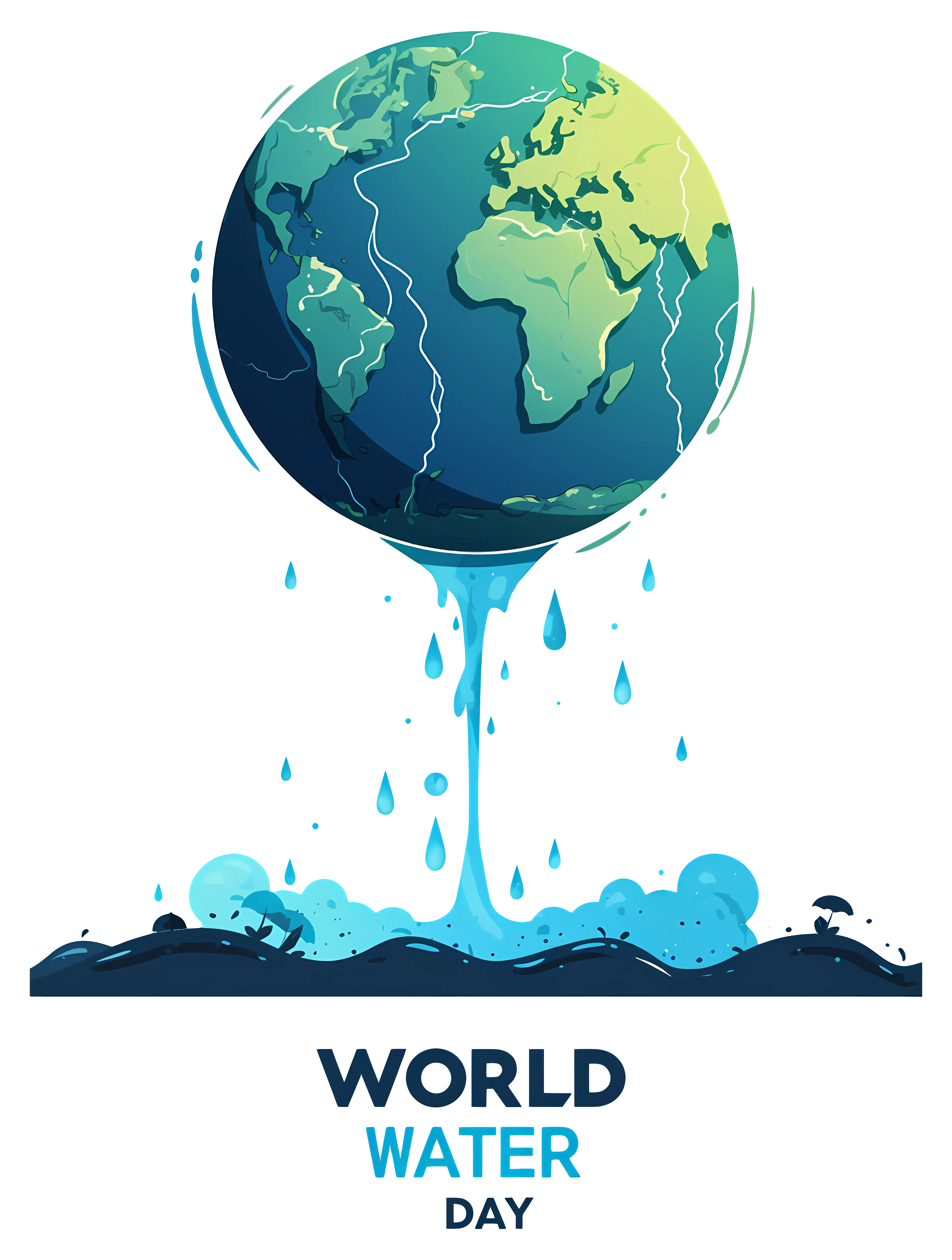 World Water Day Illustration with Dripping Globe