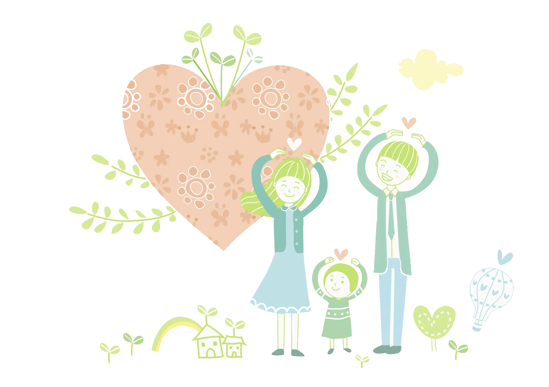 Family with Heart Illustration