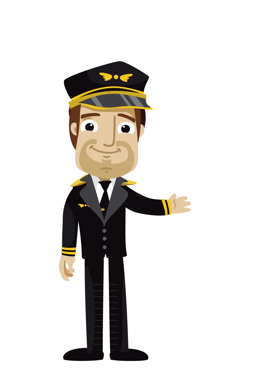 Cartoon Pilot in Uniform