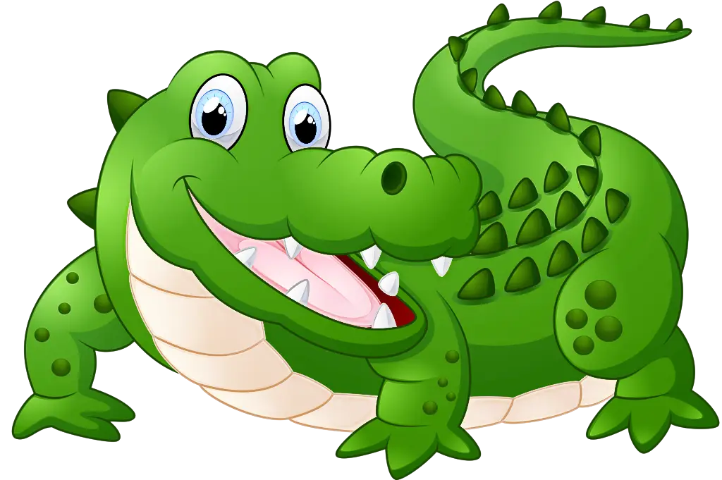 Green Cartoon Crocodile Smiling