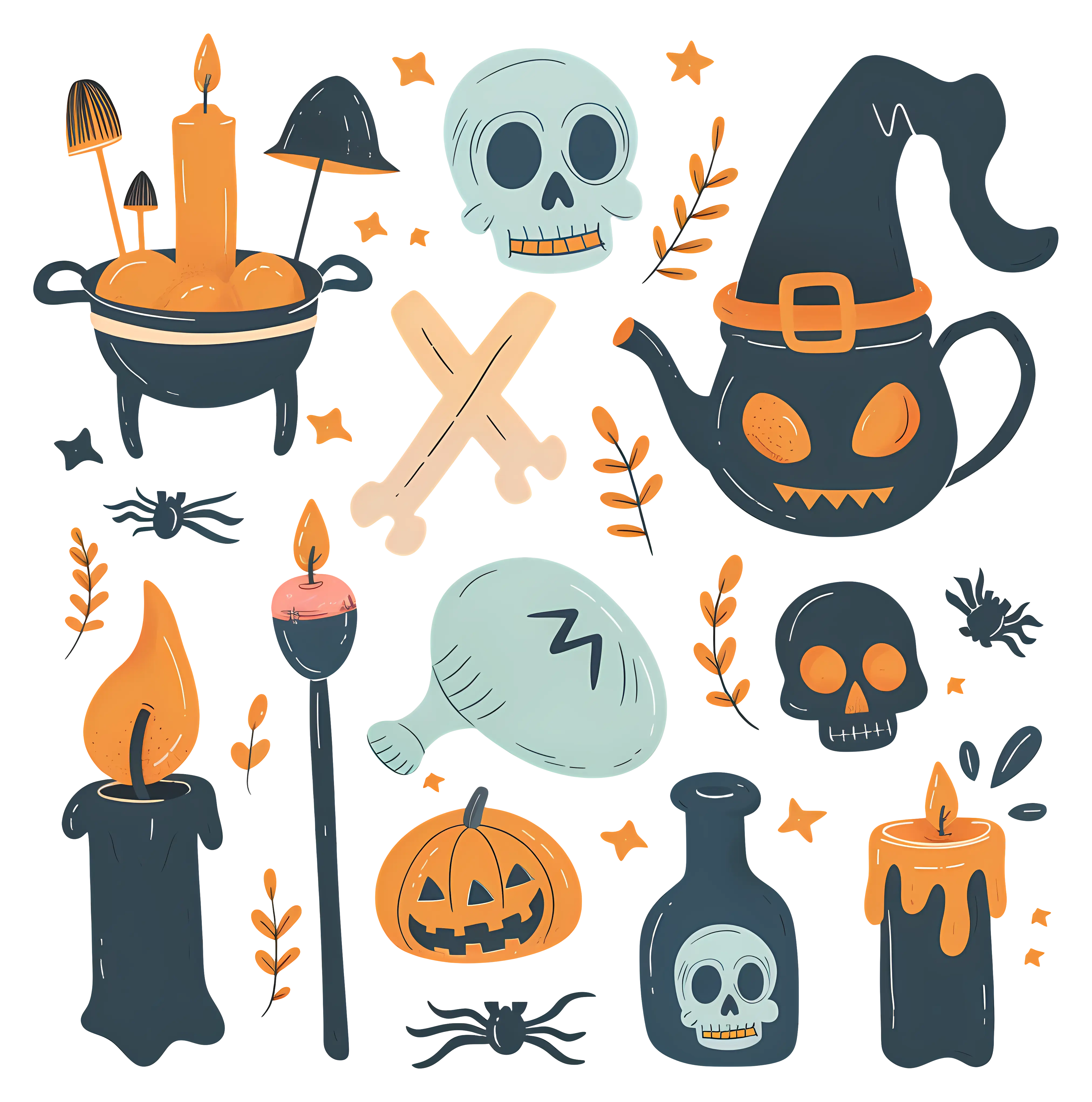 Set of Halloween Decorations and Accessories