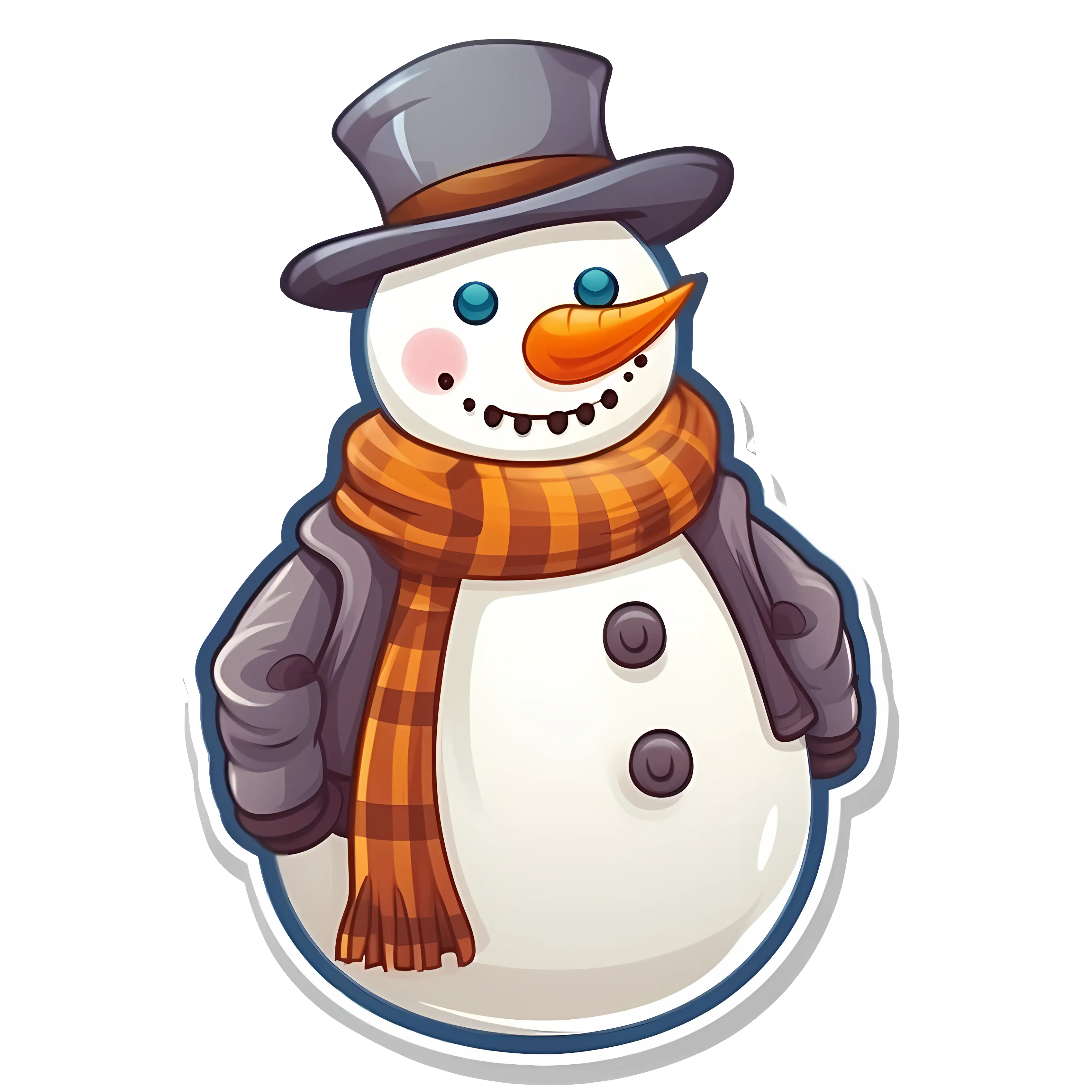 Snowman with Hat and Scarf Illustration