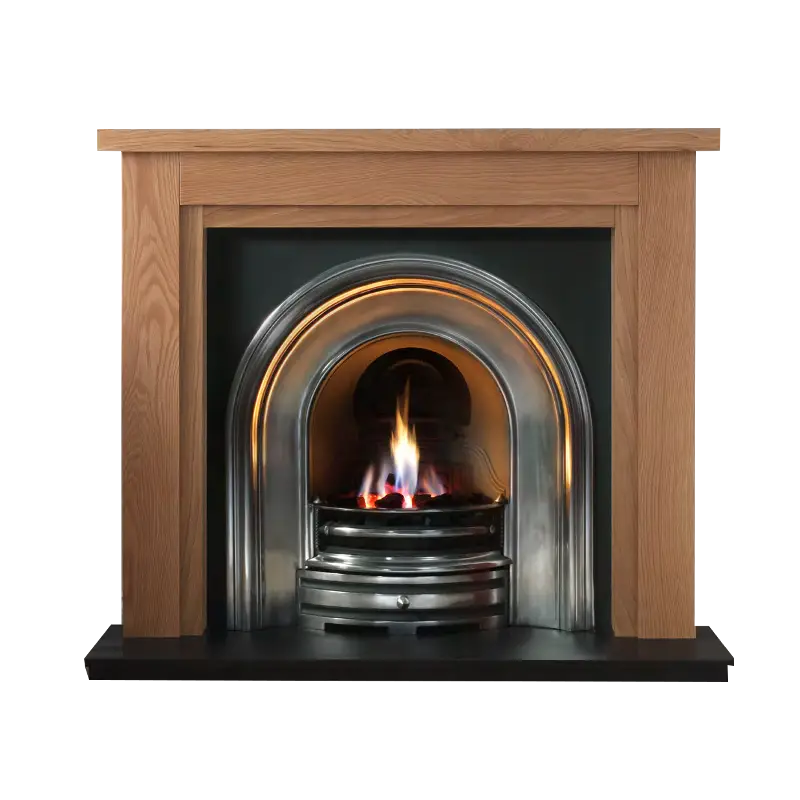 Cozy Fireplace with Wooden Mantle