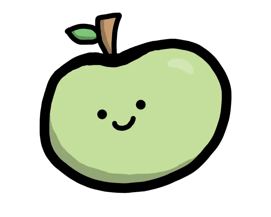Cute Cartoon Smiling Green Apple