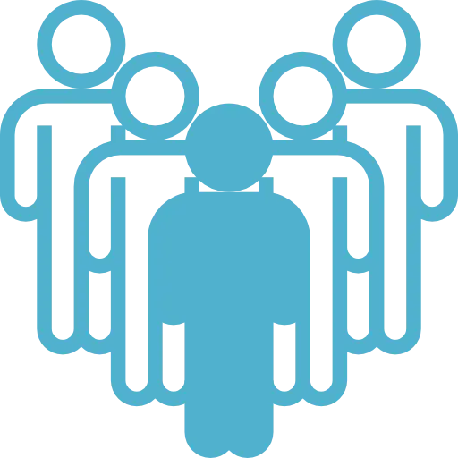 Teamwork Icon with Blue Human Figures