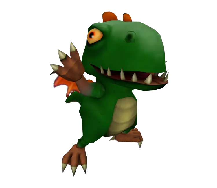 Cartoon Green Dinosaur Character Waving