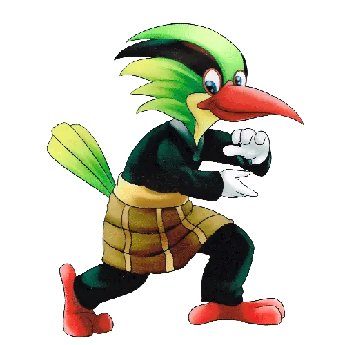 Green Cartoon Bird Character