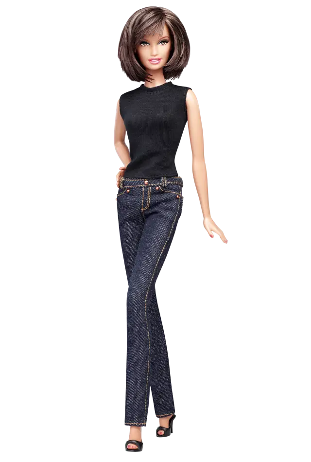 Fashionable Doll in Black Top and Jeans