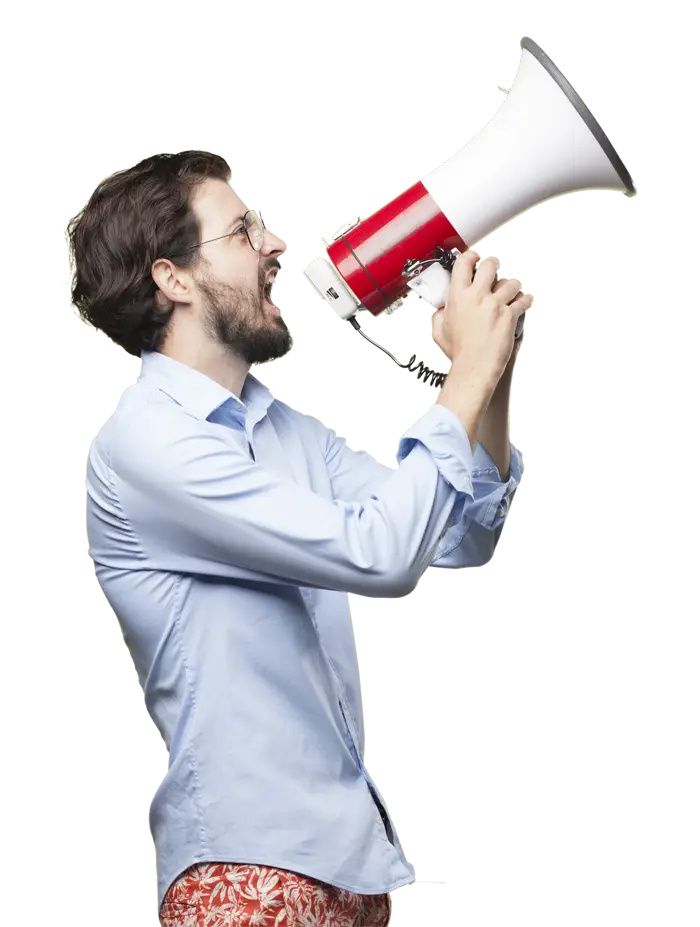 Man Shouting with Megaphone