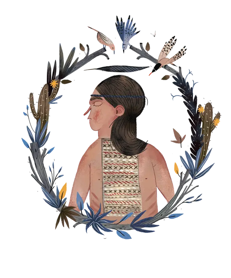 Person Surrounded by Nature Illustration