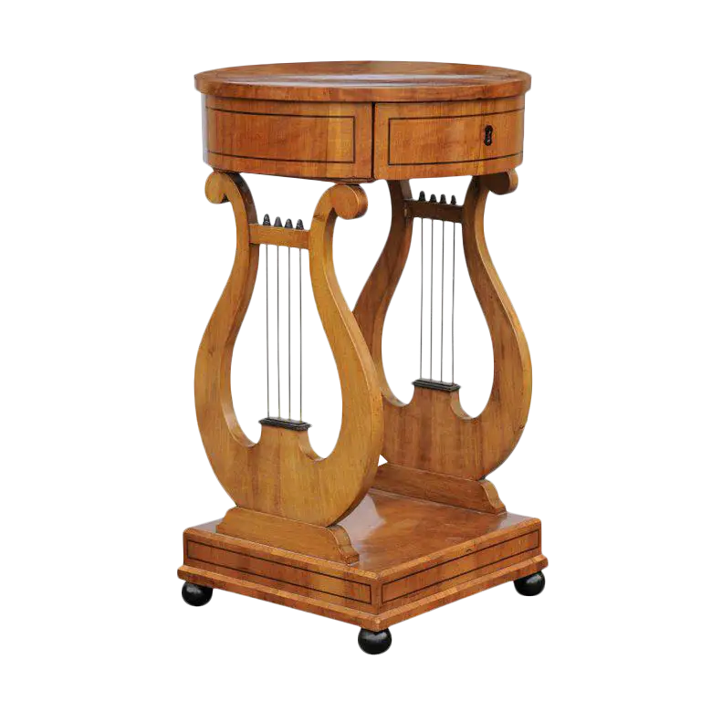 Antique Wooden Lyre Table