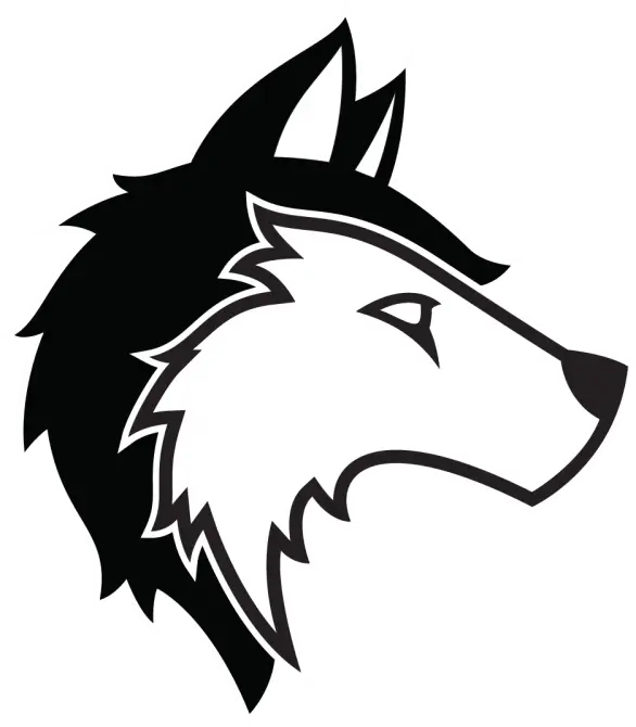 Black and White Wolf Head Logo