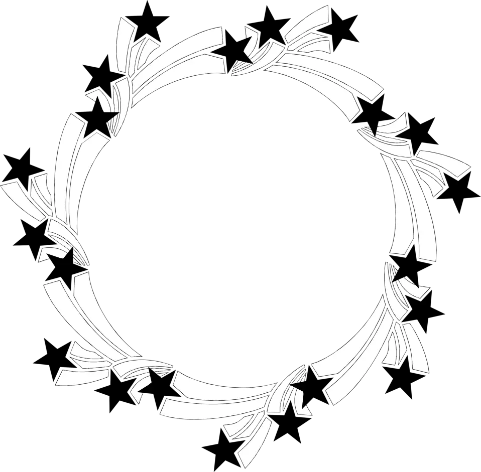 Black and White Star Wreath Design