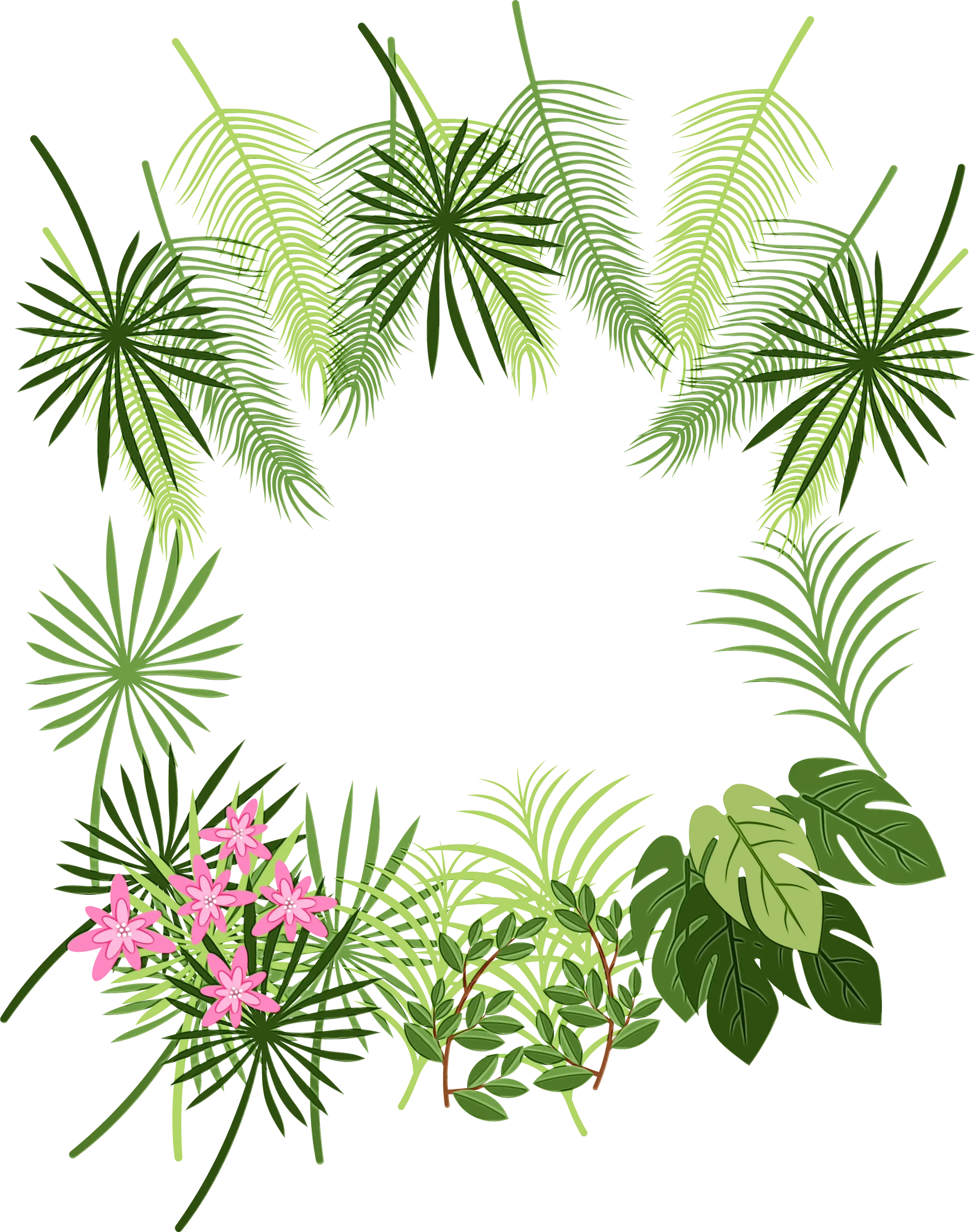 Tropical Leaves and Flowers Decorative Frame