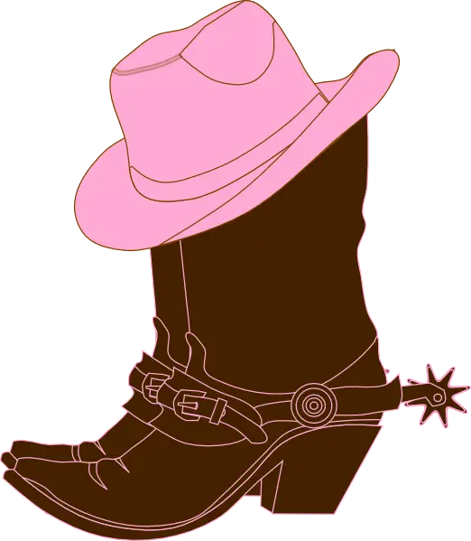 Cowboy Boot and Pink Hat in Western Style