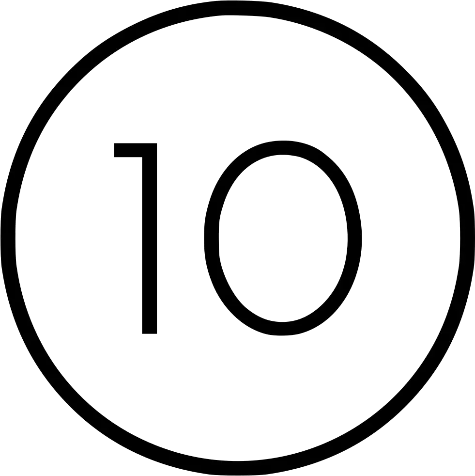 Number 10 Encased in a Circle