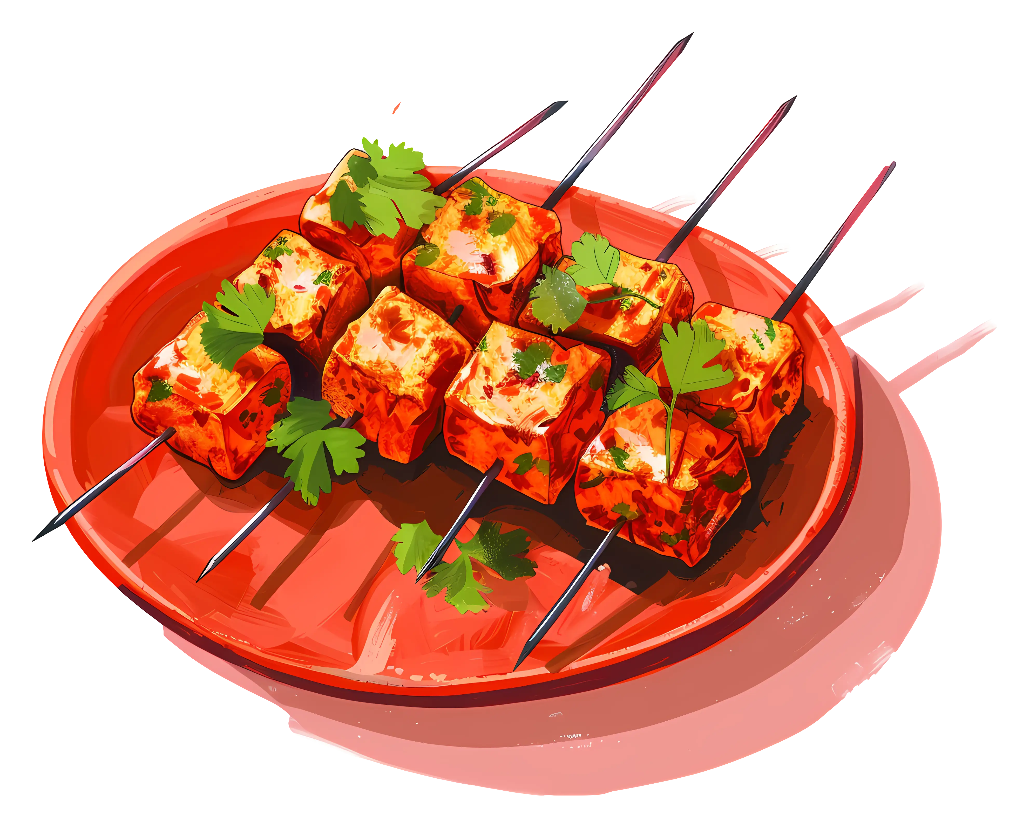 Grilled Paneer Skewers on a Plate