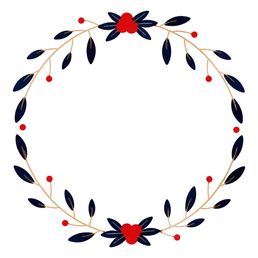 Floral Wreath with Red Berries